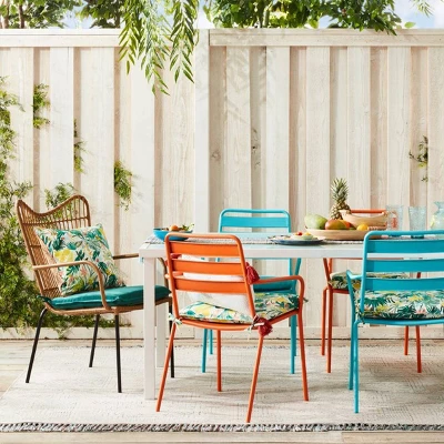 5" X 7" Multi Dot Fringed Outdoor Rug Teal/Pink/Yellow - Opalhouse™ 6 5" X 7" Multi Dot Fringed Outdoor Rug Teal/Pink/Yellow - Opalhouse™ - Image 4