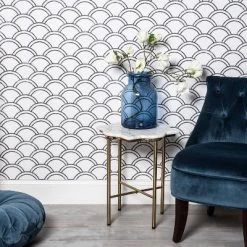 Scallops Peel & Stick Wallpaper Black/White - Opalhouseā¢: Removable Vinyl, Self-Adhesive, Washable, 27.5 Sq Ft Coverage