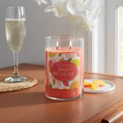 21.5oz Lidded Glass Jar 2-Wick Candle Peach Prosecco - Opalhouseā¢