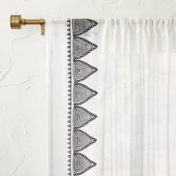 1pc Light Filtering Diamond Border Window Curtain Panel White - Opalhouse™ Designed With Jungalow™ -Opalhouse GUEST 7192bb6b 2dca 4ad8 a530 ba36b505b13d