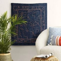 30" X 36" We Are All In This Together Cotton Embroidered Woven Polyester/Cotton Slub Wall Art Blue - Opalhouse™