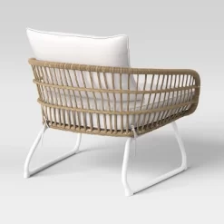 Southport Outdoor Patio Chair With Metal Legs, Club Chair Natural/White - Opalhouse™ -Opalhouse GUEST 85f574ff c7e7 4d01 b943 e6500f46c5aa