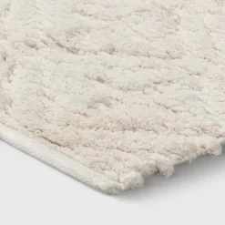 Textured Diamond Shag Bath Rug Cream - Opalhouse™
