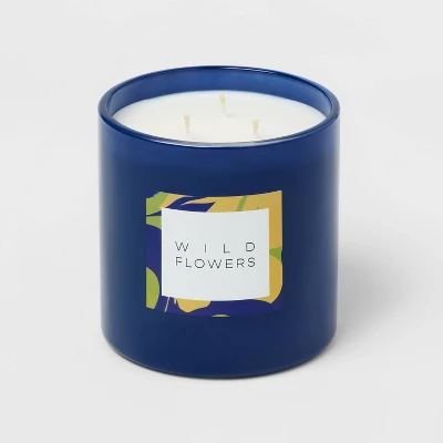 28oz Glass Wildflowers Candle Blue - Opalhouse™ 3 28oz Glass Wildflowers Candle Blue - Opalhouse™ - Image 2