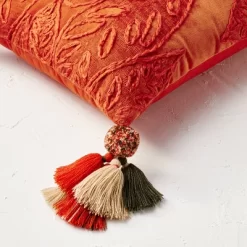 14"x20" Oblong Embroidered Leaf Pattern Accent Pillow Rust - Opalhouse™ Designed With Jungalow™ -Opalhouse GUEST d63fc097 241b 42e6 a759 c0f0cd01ee03