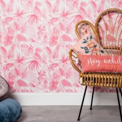 Tropical Leaves Peel & Stick Wallpaper Pink - Opalhouseā¢: Removable Vinyl, Botanical Leaf Pattern, Self-Adhesive, 27.5 Sq Ft Coverage